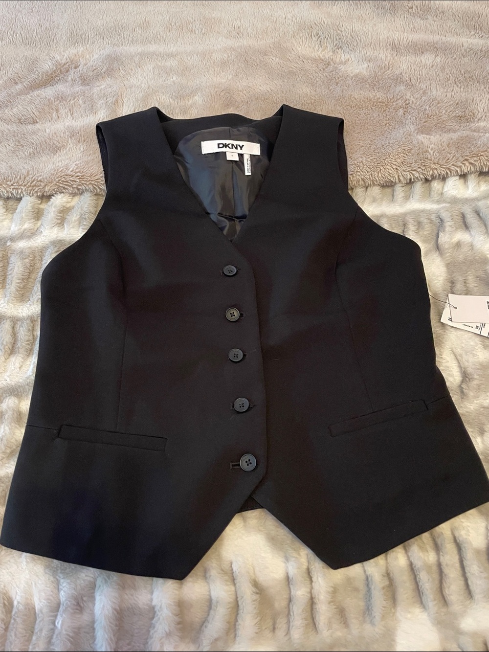 NWT DKNY Women's Black Tailored Button Vest
